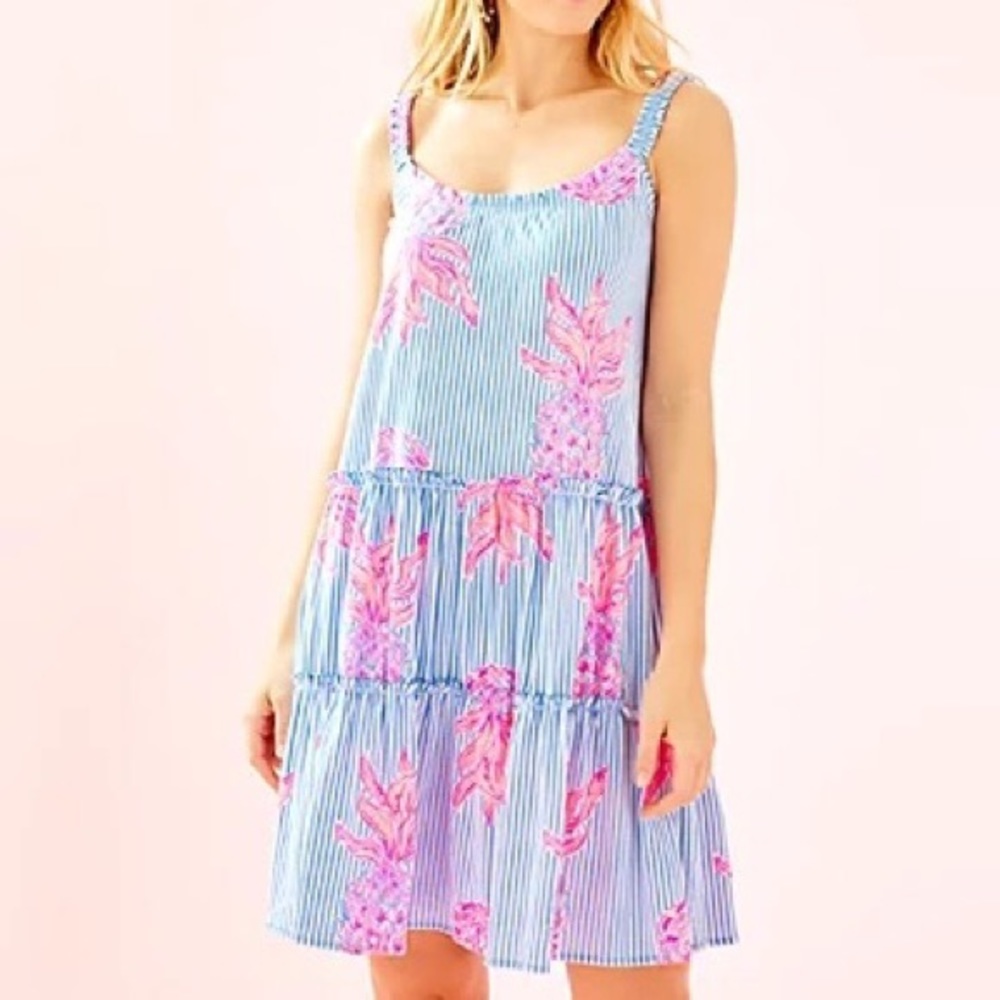 Like New Corsica Blue Loro Swing Dress Lilly Pulitzer - Medium